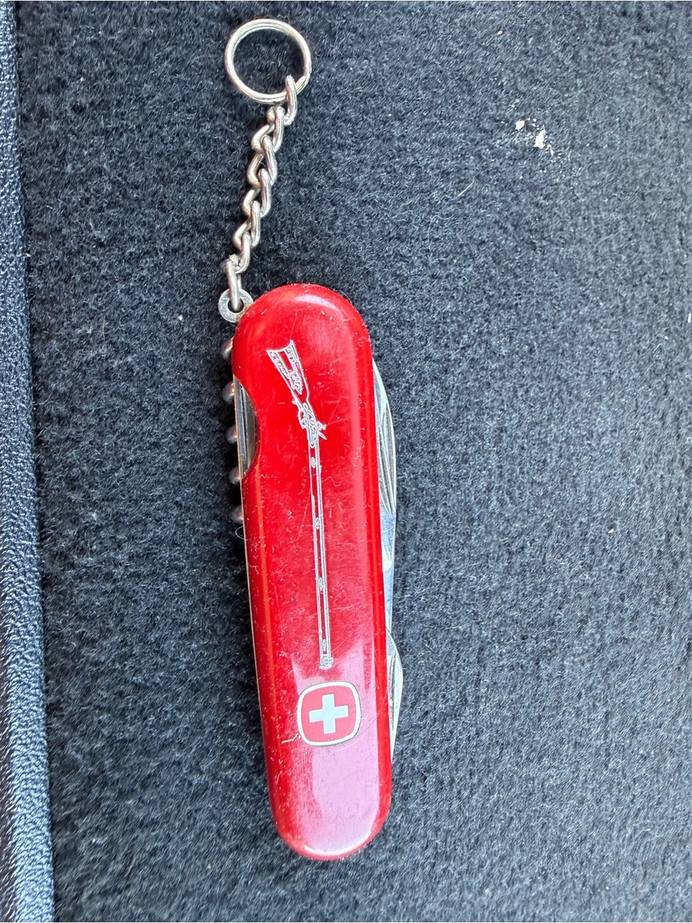 Wenger Victorinox red Swiss Army keychain knife with white cross